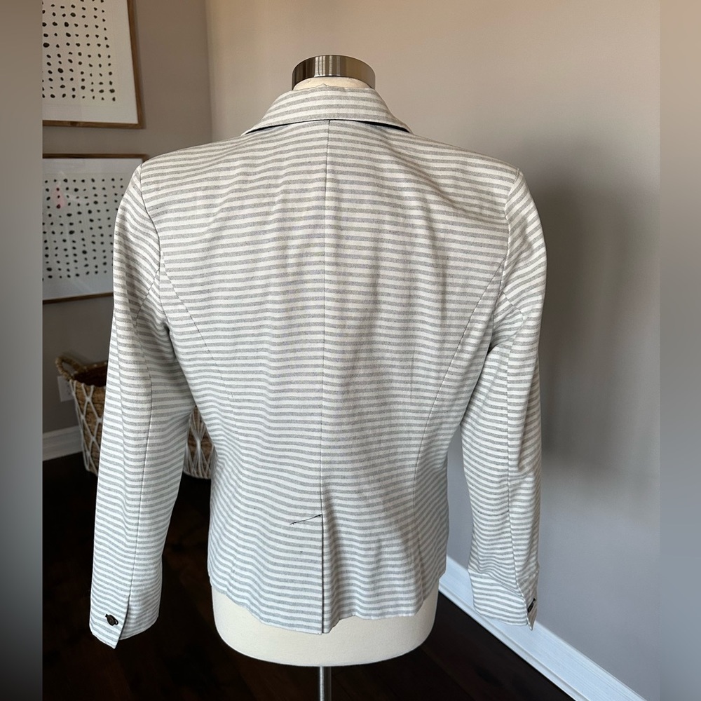 Merona Target Blazer Stripe Cotton Preppy Casual/Business Workwear White/Grey 14 - Picture 5 of 14